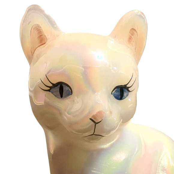 Fenton Pearl Iridescent Carnival Glass Cat Figurine - 4” - Picture 2 of 8